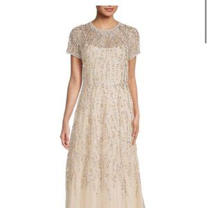 Sequin short sleeve, floor length gown